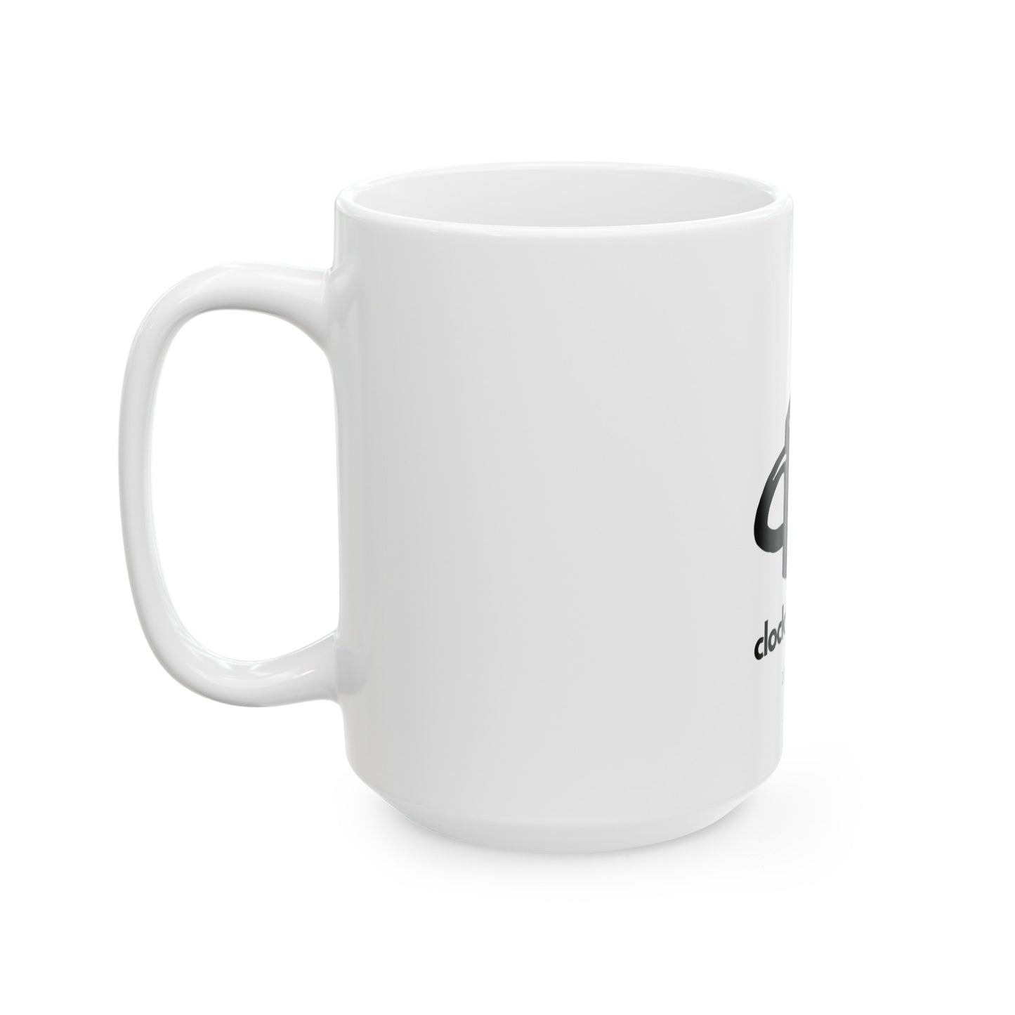 Clock this Mug white ceramic coffee mug with rainbow coffee steam