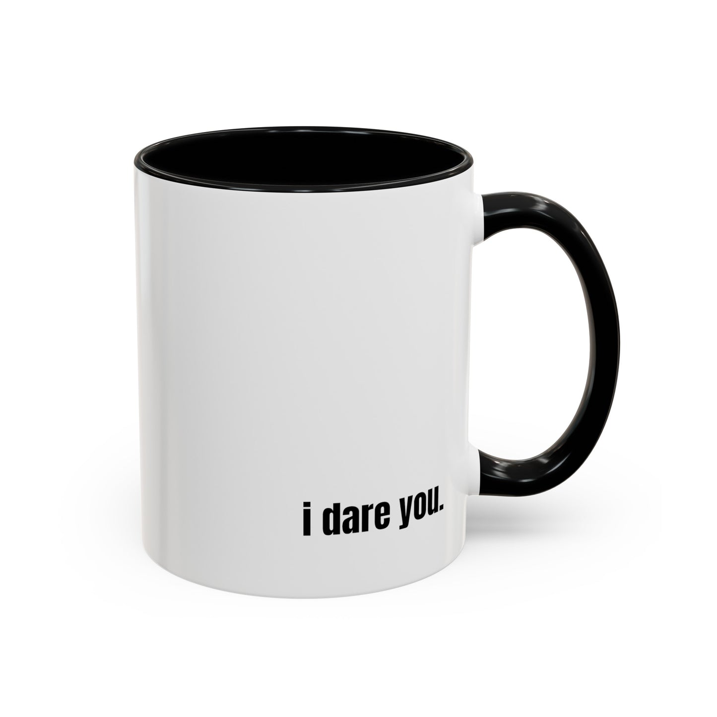 "clock this mug" white ceramic mug with black handle