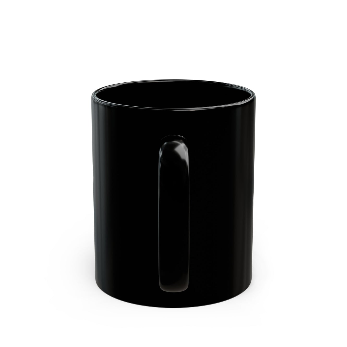 Black ceramic mug with " socially Distant" on it