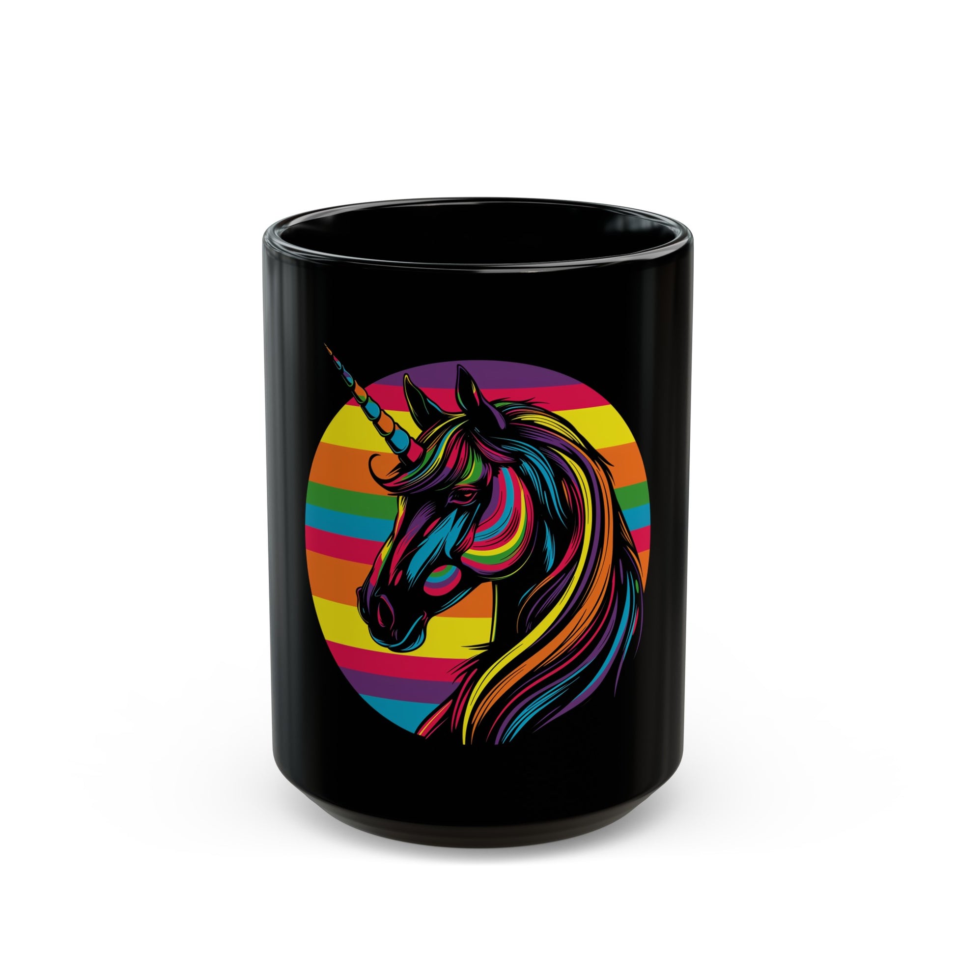 Rainbow Unicorn coffee mug in black